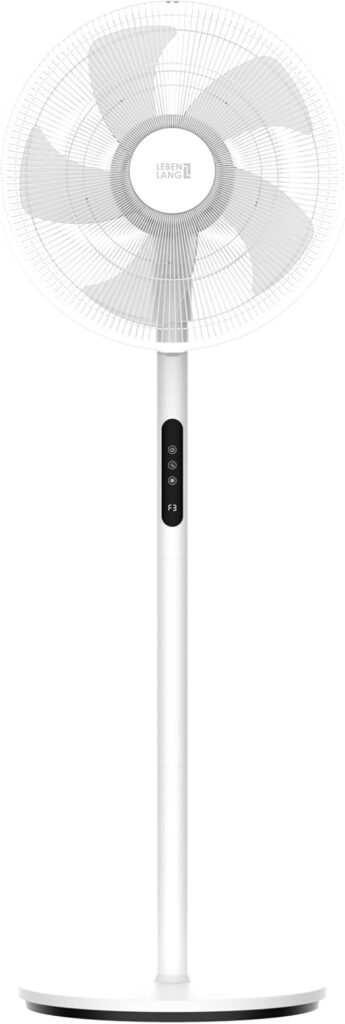 LEBENLANG présente un ventilateur oscillant de 60 W avec télécommande et affichage LED.