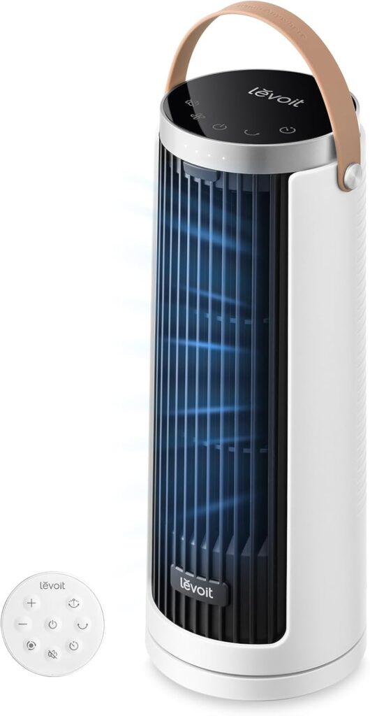 Levoit Windi Mini : Ventilateur colonne ultra silencieux avec oscillation et télécommande.