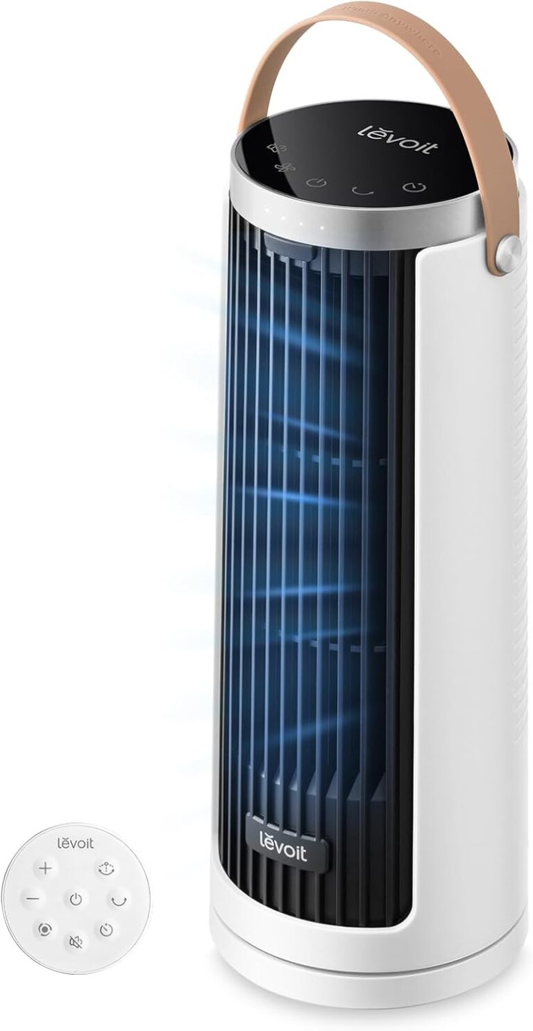 Levoit Windi Mini : Ventilateur colonne ultra silencieux avec oscillation et télécommande.