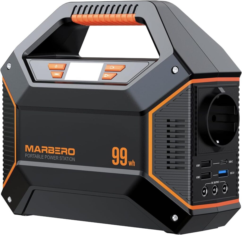 MARBERO Power Station 100W : Batterie externe portable de 99Wh pour camping et urgences