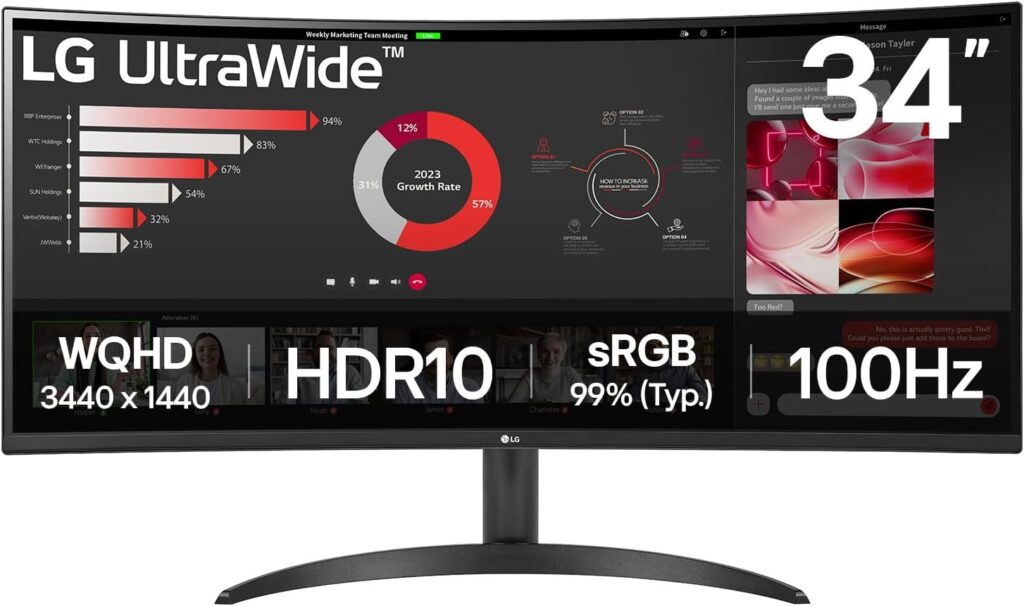 LG dévoile le moniteur UltraWide 34WR50QK-B avec résolution QHD et taux de rafraîchissement de 100Hz.