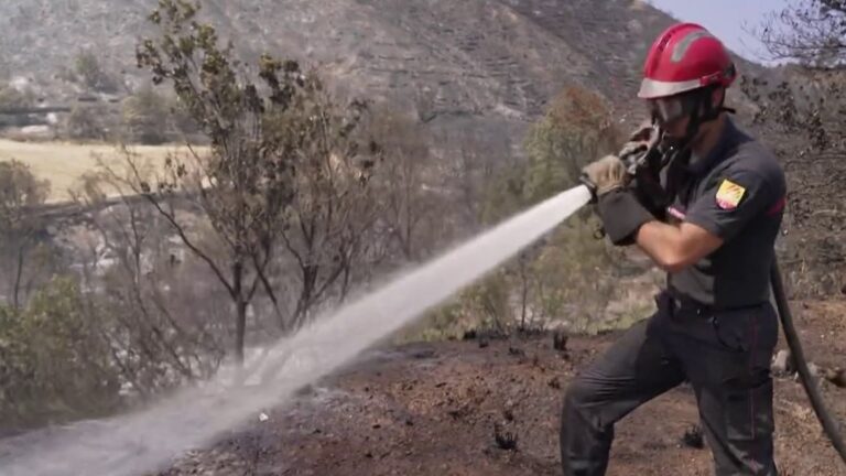Pompiers des Pyrénées-Orientales épuisés face à la lutte contre les incendies.
