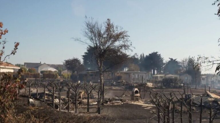 Vacanciers retournent dans les campings incendiés en Loire-Atlantique après les feux.