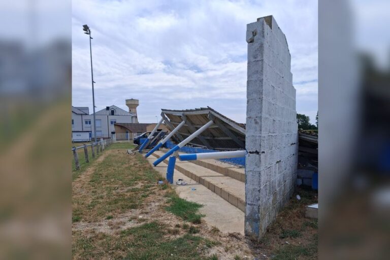 Effondrement du stade Pierre Vasseur à Oisemont évité de justesse pendant un événement.