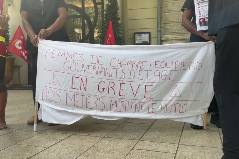 Grève des femmes de chambre d’un hôtel 5 étoiles en raison de conditions de travail difficiles.