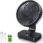 Ventilateur de table USB avec oscillation automatique et batterie rechargeable de 4500mAh pour usage intérieur et extérieur.