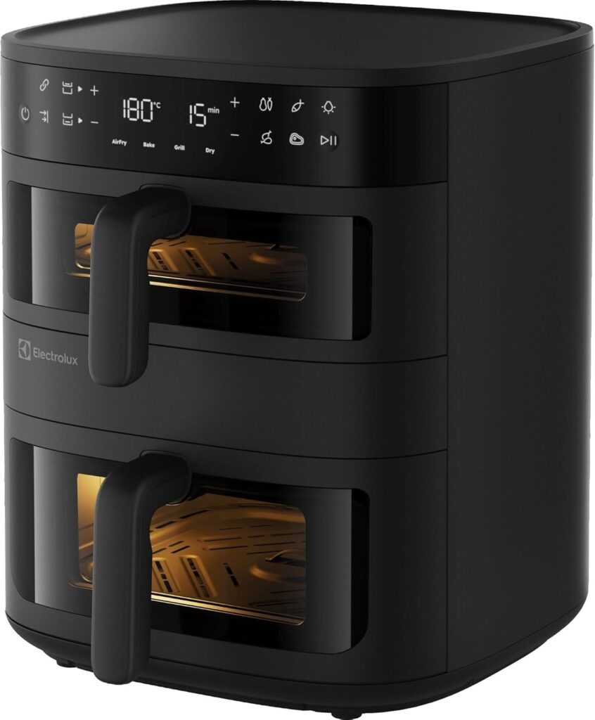 Electrolux Air Fryer 800 EAFD11B : Friteuse à air double zone et design gain de place.