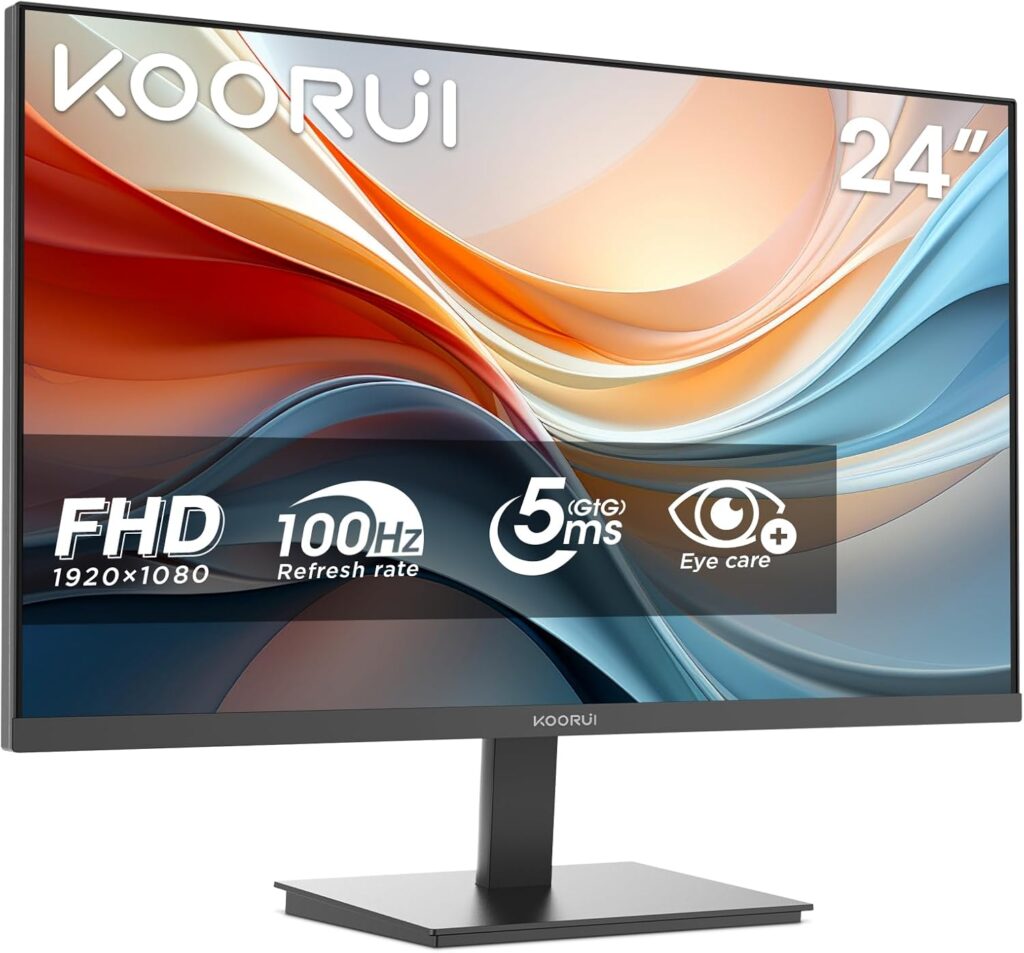 KOORUI E2412F : Écran PC de 24 pouces FHD 100Hz avec fonctionnalités de confort visuel.