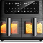 Friteuse à air à deux zones de 9L : cuisson sans huile avec 9 modes et tiroirs doubles.