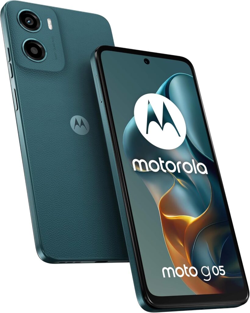 Lancement du Motorola Moto G05 avec écran de 6,67″, 50MP et 5200mAh en vert.