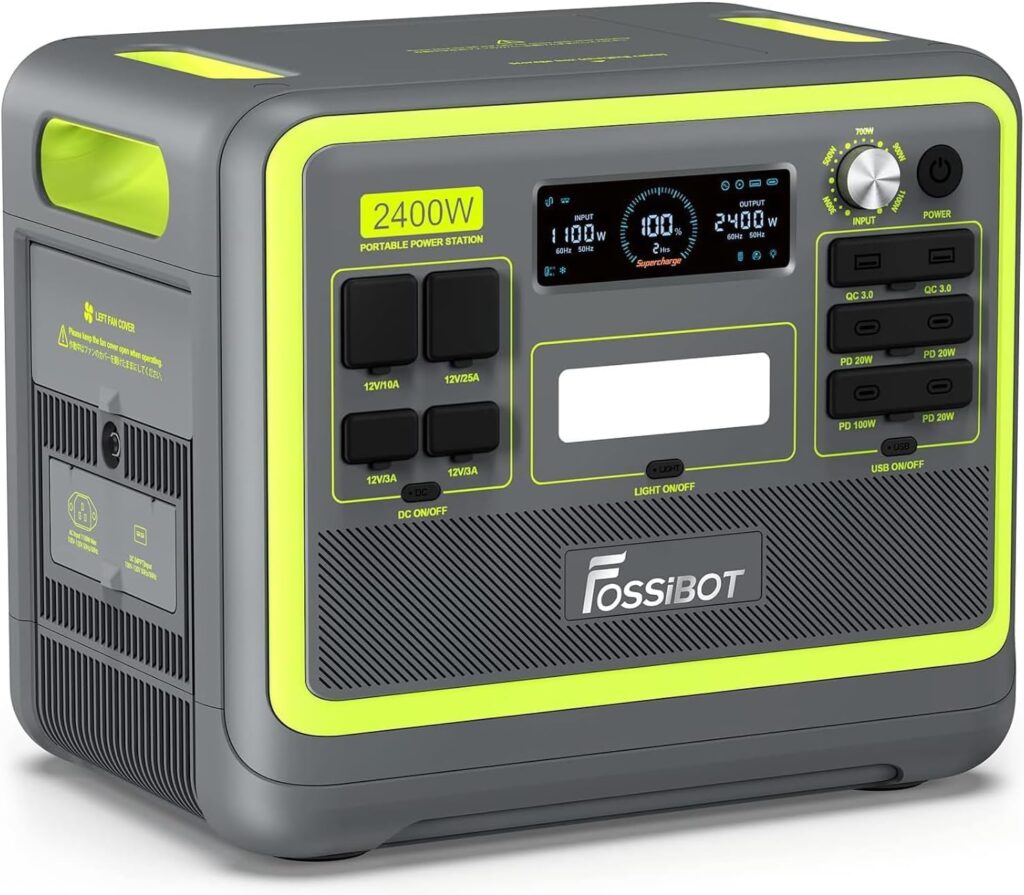 FOSSiBOT F2400 : Générateur électrique portable de 2048Wh avec énergie solaire pour camping et bureau.