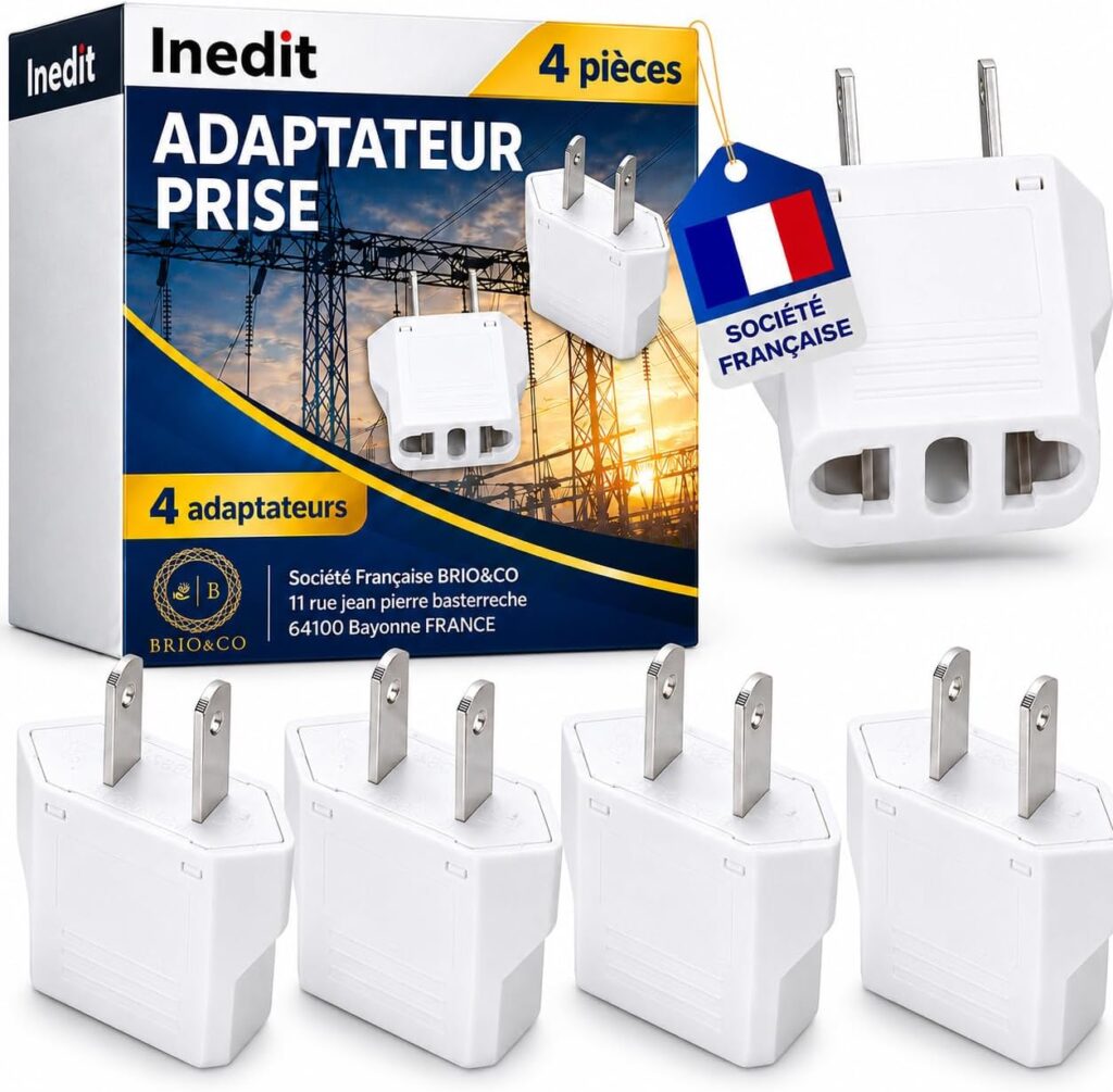 Adaptateur de voyage compact pour USA, Canada, Japon, Mexique et Thaïlande disponible en blanc