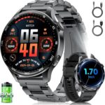 Montre connectée masculine : écran de 1,7 pouce, bluetooth et étanchéité IP68, pour Android et iOS.