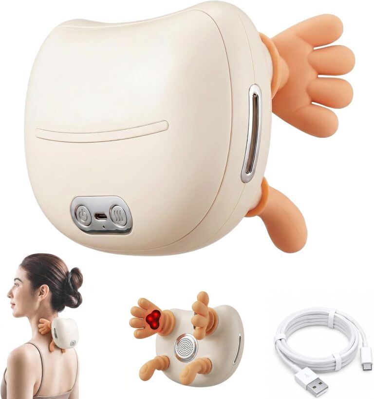 Dispositif de massage du cou et du dos avec chaleur et niveaux réglables, idéal cadeau.