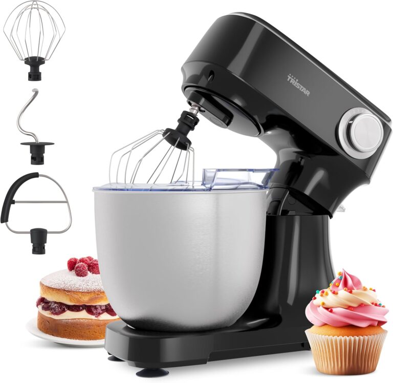 Tristar Mixing Machine MX-4870 : Batteur avec bol en acier inox de 4,5 L et 12 vitesses.