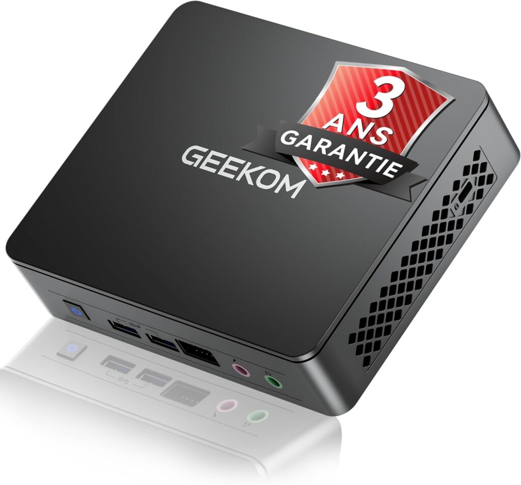 GEEKOM Air12 Lite Mini PC avec Intel N95, 8 Go de RAM et 256 Go SSD pour bureau.