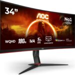 AOC Gaming CU34G2XP : Moniteur incurvé 34 pouces WQHD 180 Hz avec FreeSync Premium et HDR400