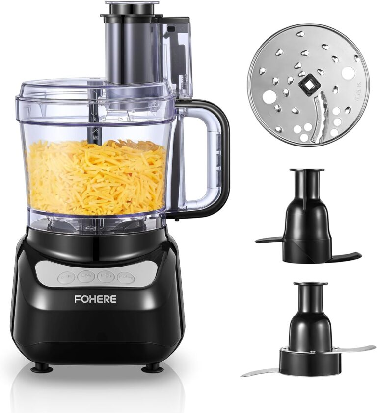 FOHERE 2.1L : Robot culinaire à double cheminée pour hacher et pétrir sans pré-découpe.