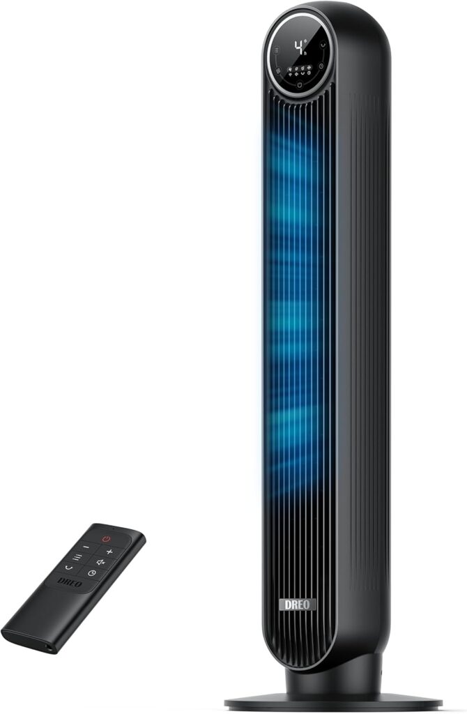 Ventilateur DREO Nomad One : modèle oscillant de 92 cm, 4 vitesses et télécommande pour chambre.
