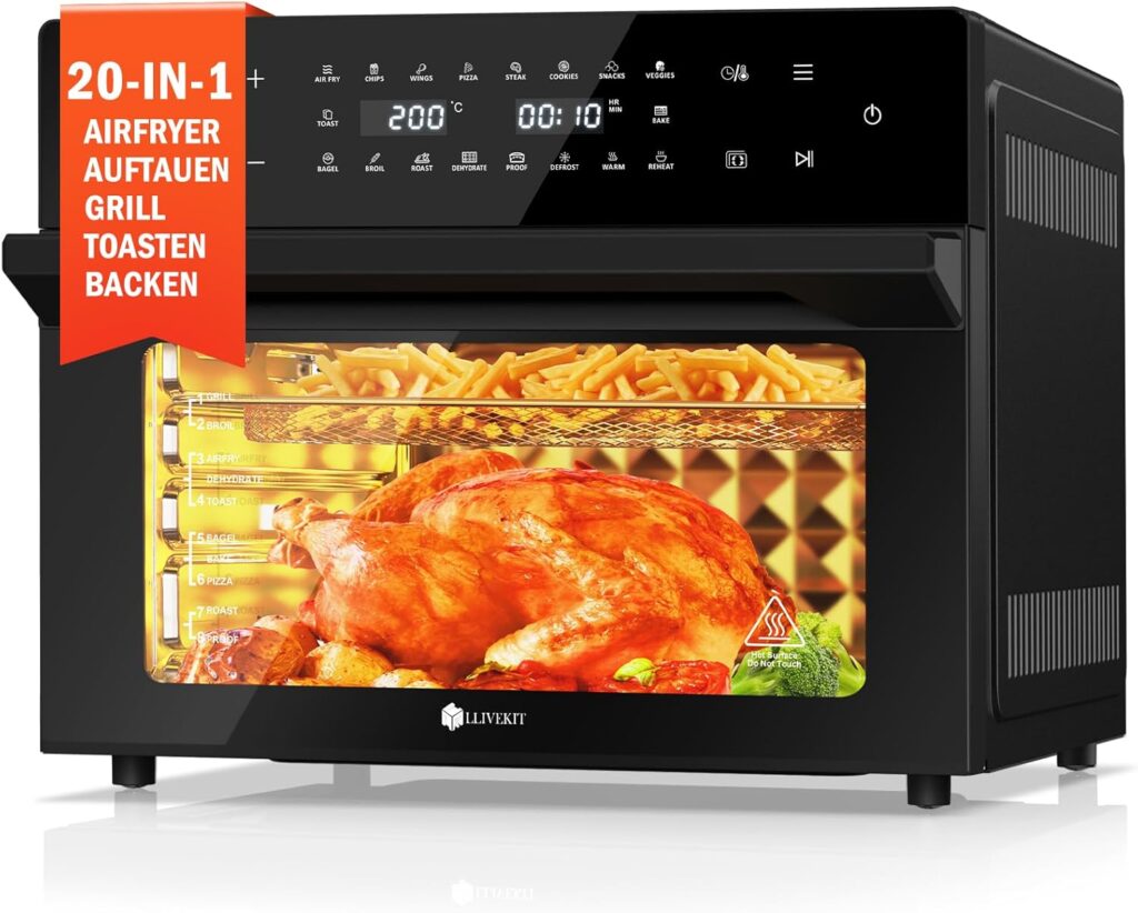 LLIVEKIT 30L XXL : Friteuse sans huile avec 20 programmes et accessoires variés.