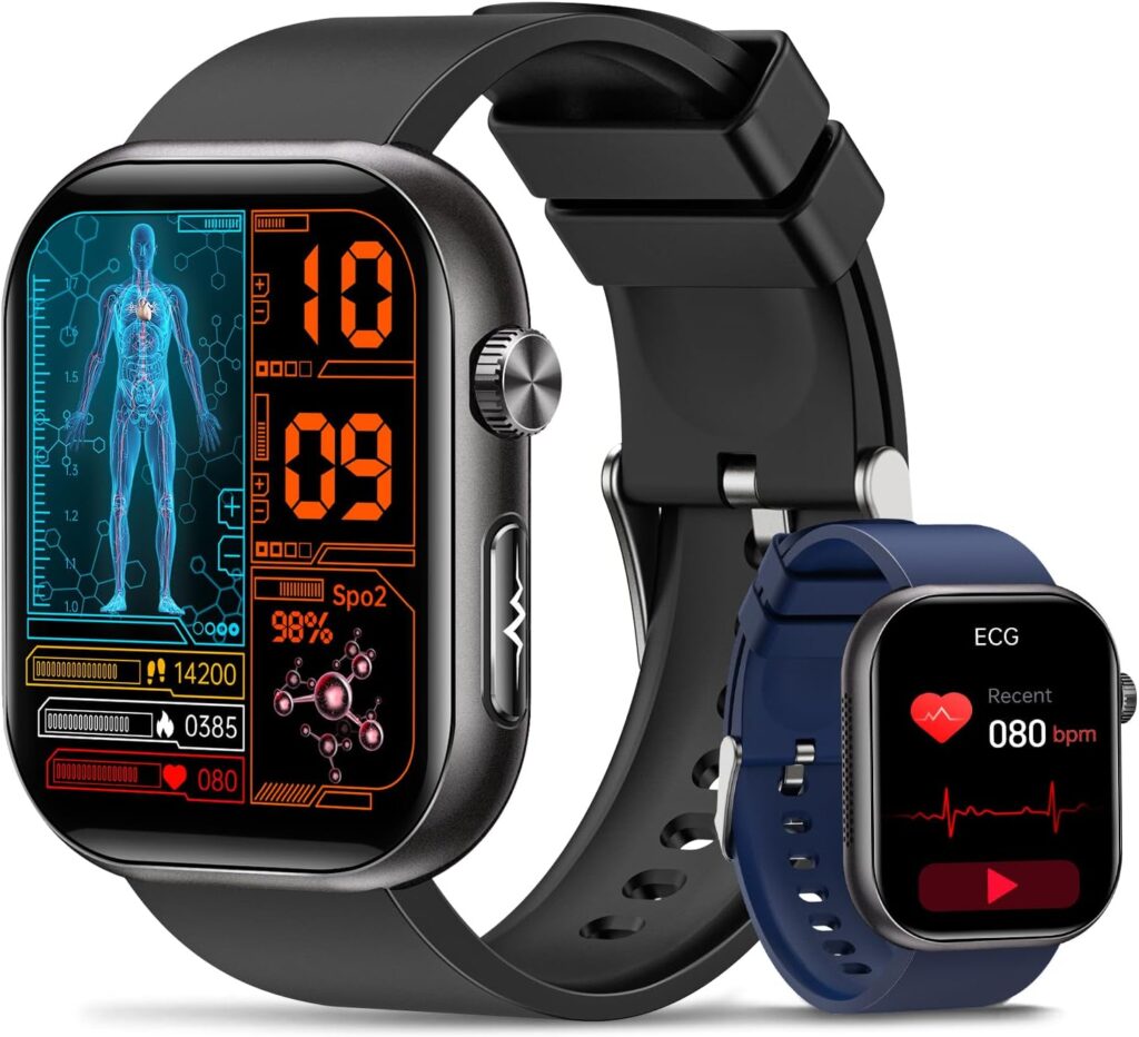 Montre connectée de santé avec ECG et 140+ modes sportifs pour iOS et Android.