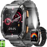 Montre connectée militaire pour hommes, 1000 mAh, étanche 5ATM, 100+ modes de sport.