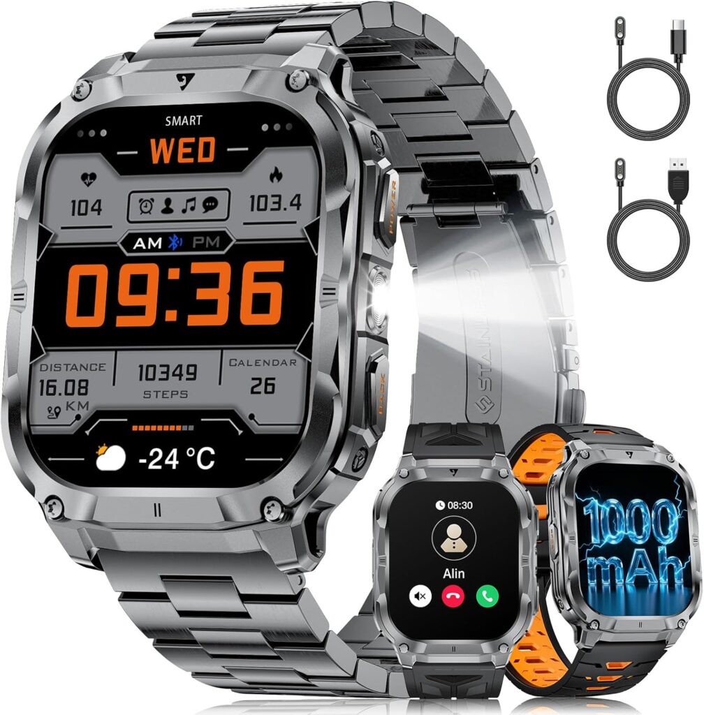 LIGE Men’s Smart Watch : fonctionnalités avancées pour Android et iOS incluant 100+ modes sportifs.