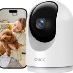 Surveillance camera GNCC 2K 3MP avec détection de mouvement et audio bidirectionnel disponible en pack de un.