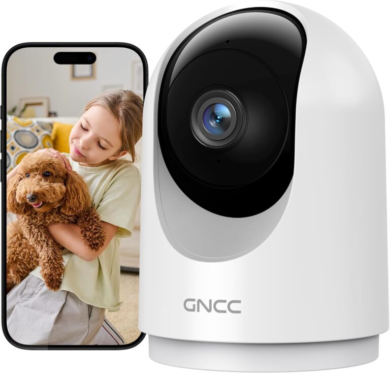 Surveillance camera GNCC 2K 3MP avec détection de mouvement et audio bidirectionnel disponible en pack de un.