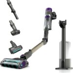 Aspirateur sans fil Shark : autonomie de 70 minutes, base auto-videuse de 2L et technologies avancées.