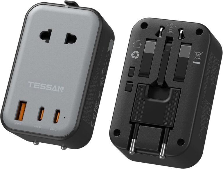 TESSAN PD 20W : Adaptateur de voyage universel avec ports USB pour 5 pays différents