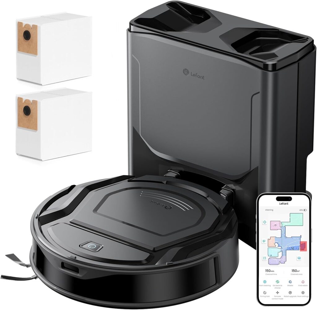 Lefant M210 Plus : aspirateur robot avec station d’auto-vidage, 6000Pa, et navigation laser.