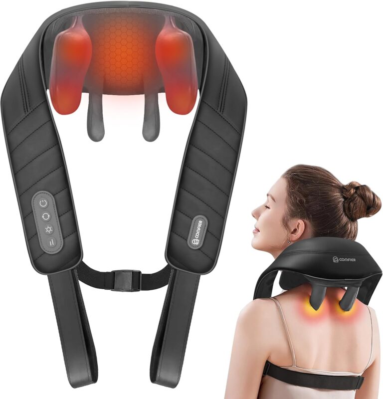 Massager cervical et dorsal COMFIER 6D sans fil avec chauffage : couverture lavable et massage profond.