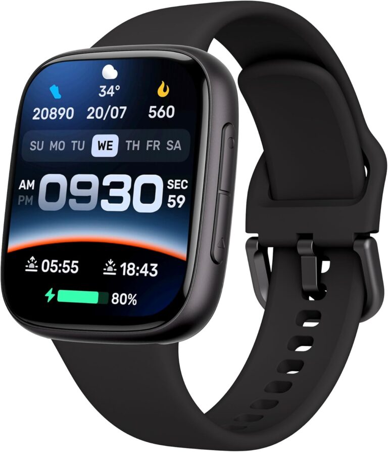 Montre connectée homme et femme : affichage AMOLED, étanchéité 3ATM, suivi des sports et santé.