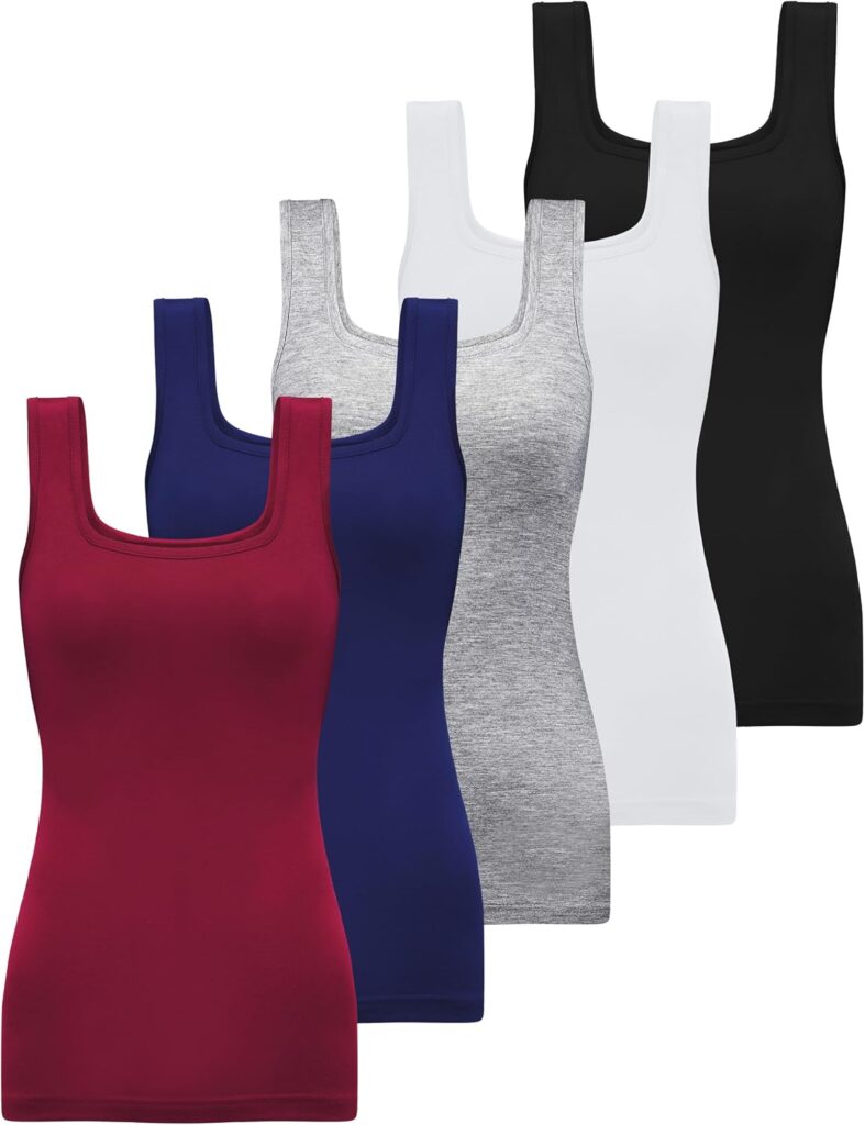 BQTQ lance un pack de 5 débardeurs pour femmes avec encolure carrée et coupe ajustée.