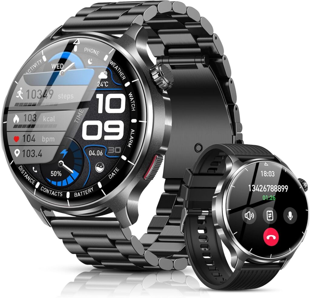 Montre connectée homme avec batterie de 1000 mAh et fonctions avancées pour le sport et la santé