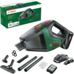 Bosch lance l’aspirateur sans fil UniversalVac 18 avec batterie de 2,5 Ah en carton.