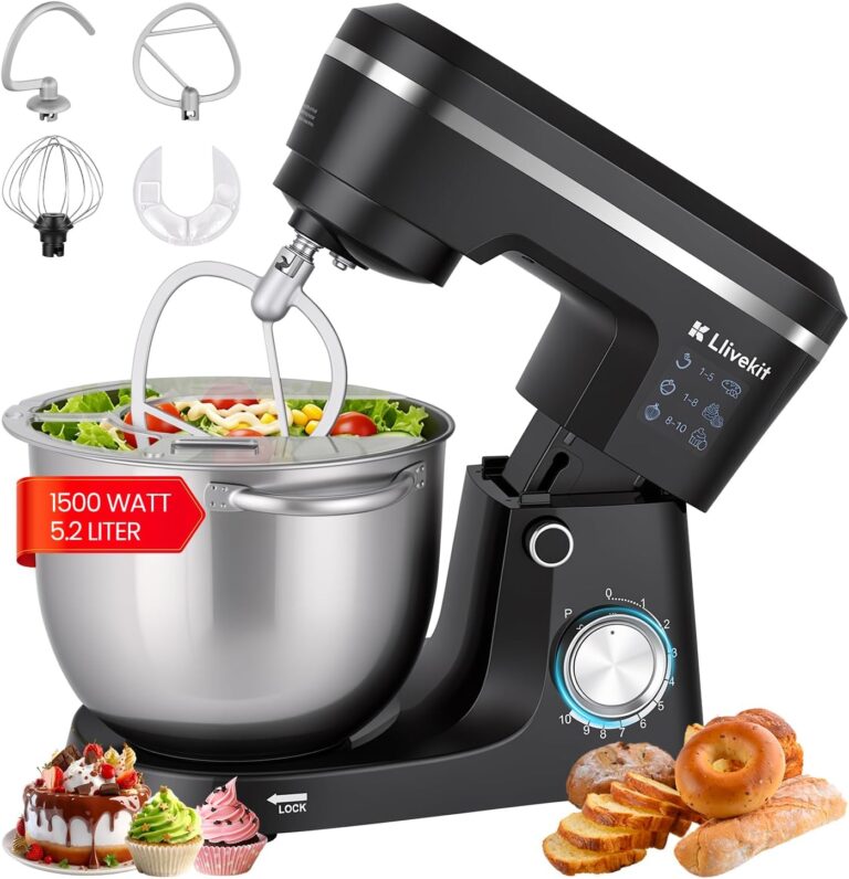 LLIVEKIT 1500 W Multi-Function Mixer: 10 Vitesses, Protection Contre Surchauffe, Bol Acier Inoxydable