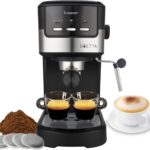 BEPER P101CAF100 : Machine à café espresso 1100W avec double bras et 15 bars de pression.