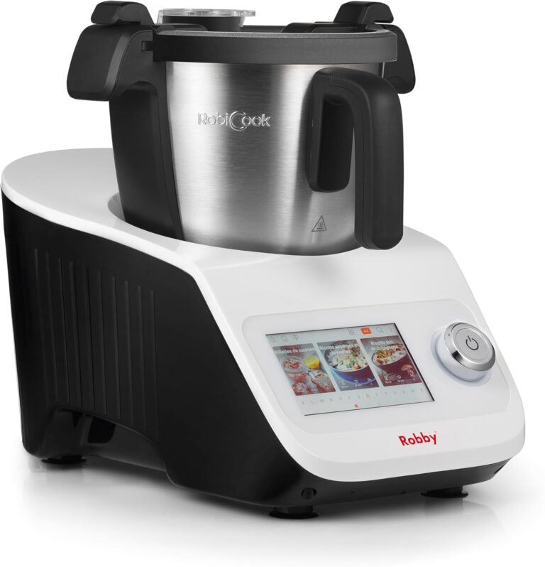 ROBICOOK présente un robot multifonction avec balance intégrée et écran tactile.