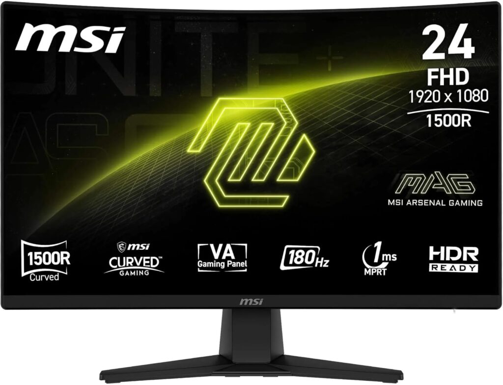 MSI MAG 242CA : Moniteur de jeu incurvé 23,6″ FHD avec 180Hz et compatibilité VESA