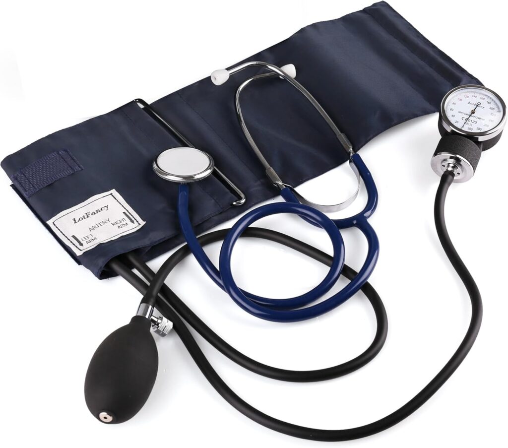 Monitor de pression artérielle et stéthoscope LotFancy pour adultes, utilisé par les services d’urgence.