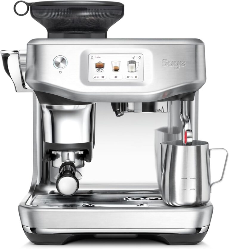 Sage The Barista Touch Impress : broyeur à 30 réglages et micro-mousse intégrée pour café optimisé.