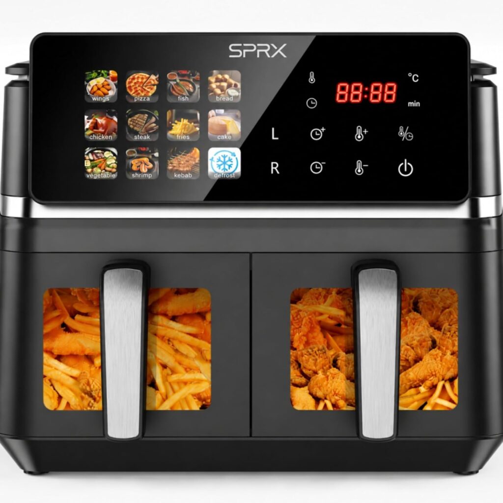 Air Fryer LVTETIA BW-IP8018D : Friteuse à double panier de 9L et 2000W avec 12 programmes.