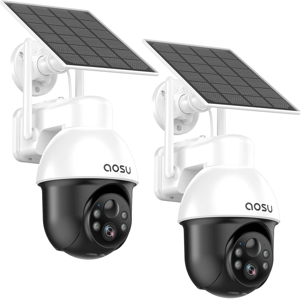 Aosu 3K Wireless Outdoor Camera : Surveillance par IA avec vision nocturne et alarme sonore.
