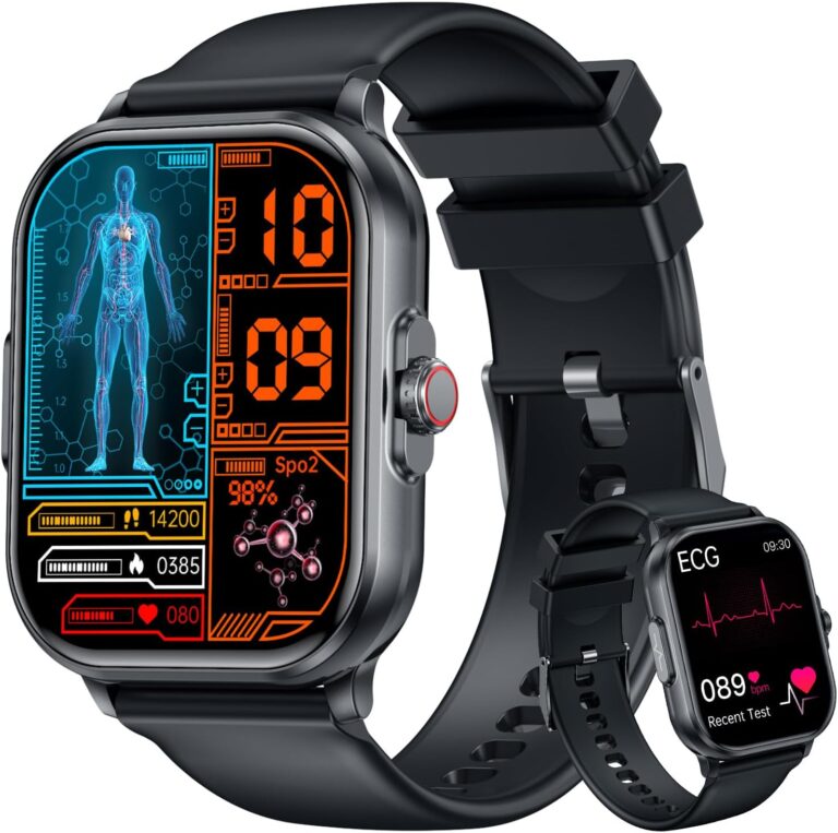 Montre intelligente ECG pour hommes : suivi de la santé avec Bluetooth et étanchéité.