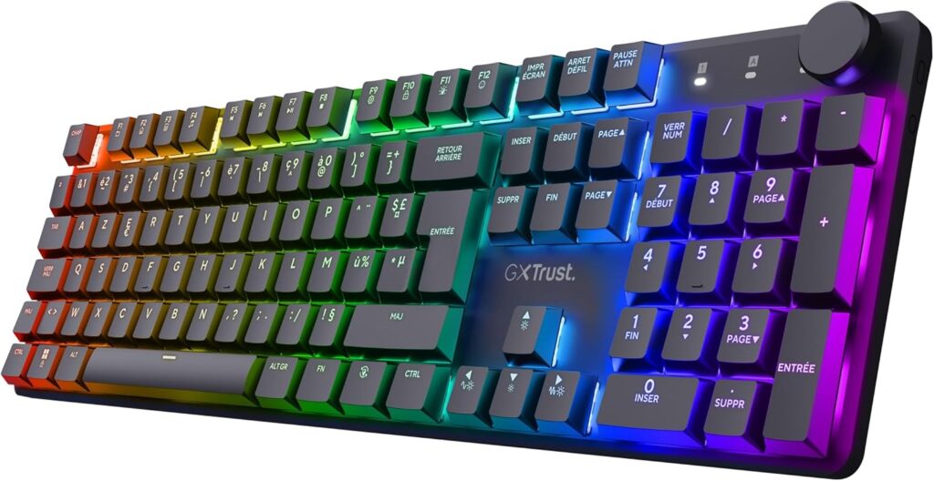 GXTrust Torix : Clavier mécanique sans fil AZERTY RGB rechargeable et 100 heures d’autonomie.