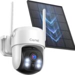 Caméra de surveillance extérieure 2K avec panneau solaire et détection PIR, 360° PTZ