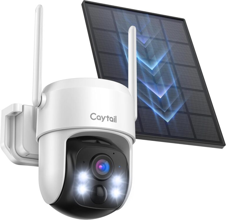 Caméra de surveillance extérieure 2K avec panneau solaire et détection PIR, 360° PTZ