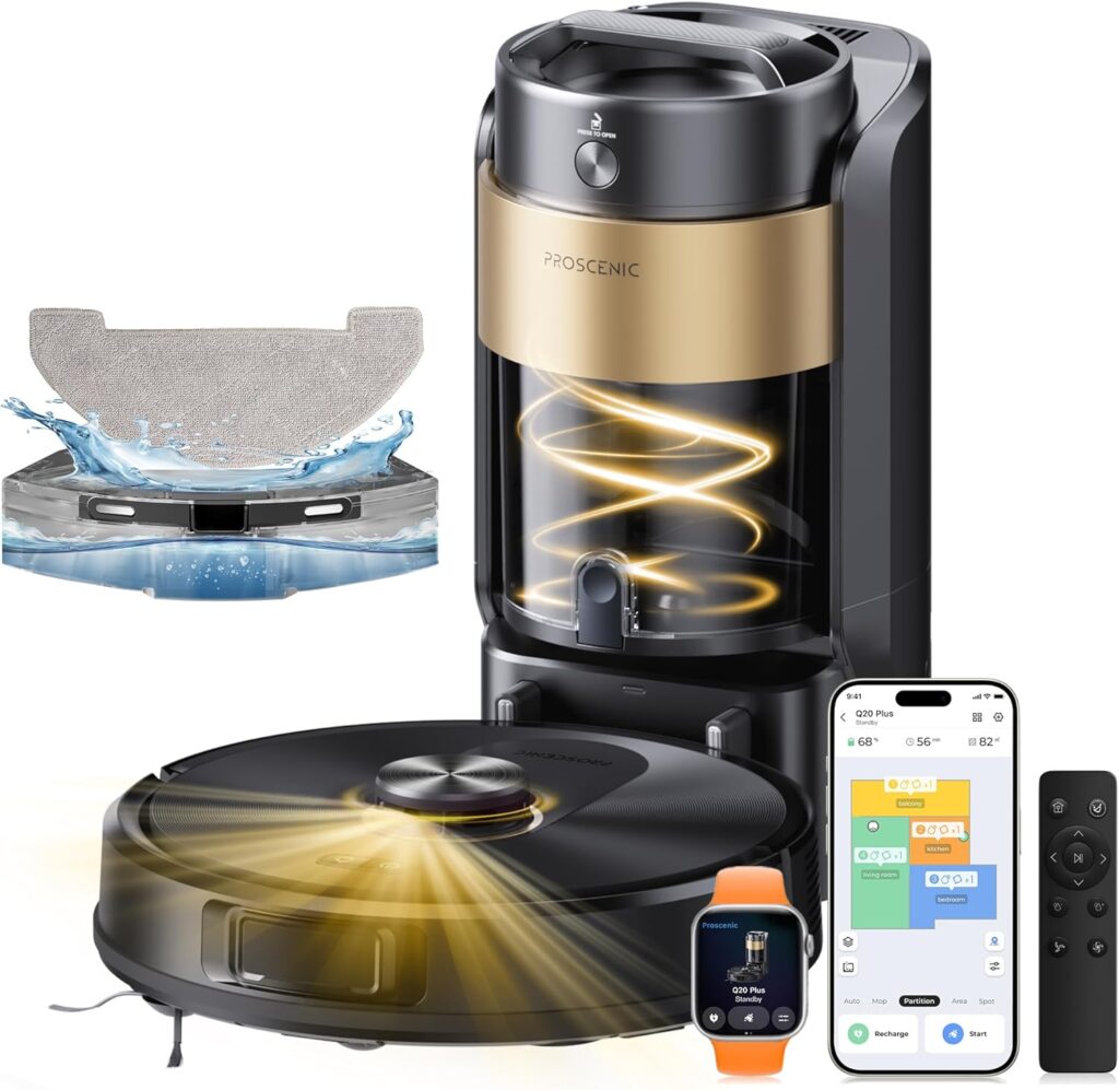 Proscenic Q20 Plus : Aspirateur robot sans sac avec station de vidage automatique et navigation Lidar